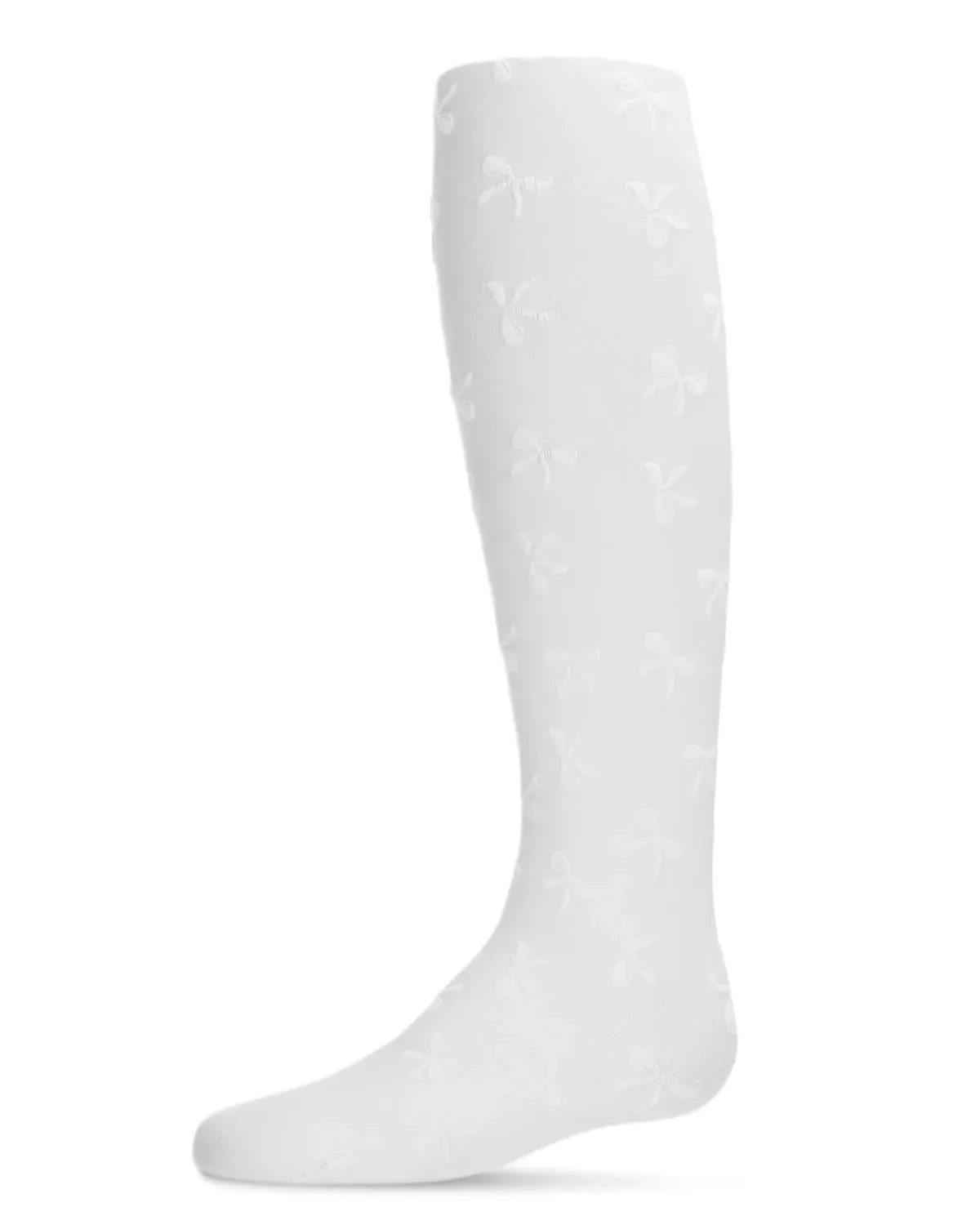 Memoi Girls Flocked Sassy Bow Nylon Tights MKF-4037