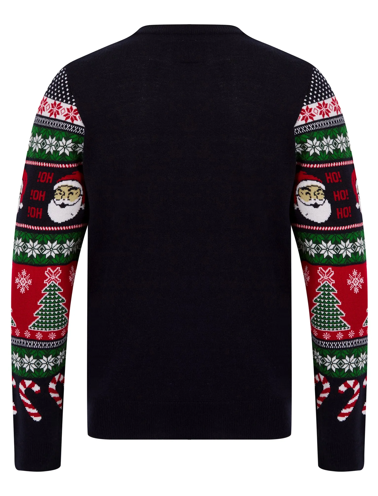 Men's Abie Wrapping Paper Pattern Novelty Knitted Christmas Jumper in Ink - Merry Christmas