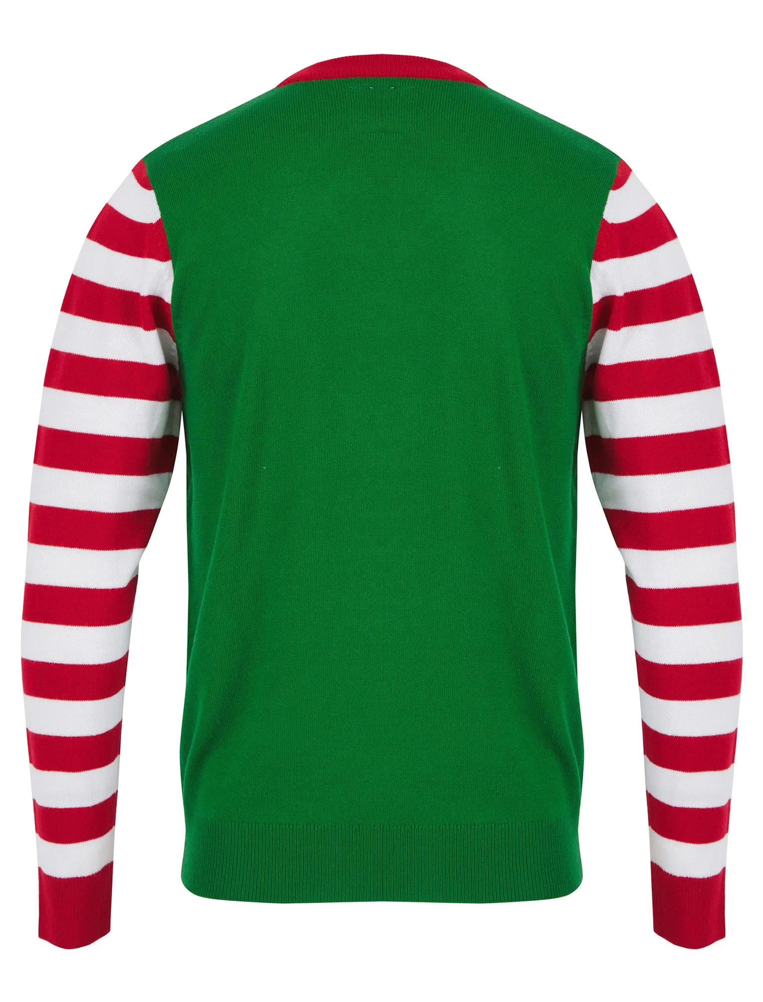 Men's Elfie 2 Novelty Knitted Christmas Jumper in Christmas Green - Merry Christmas