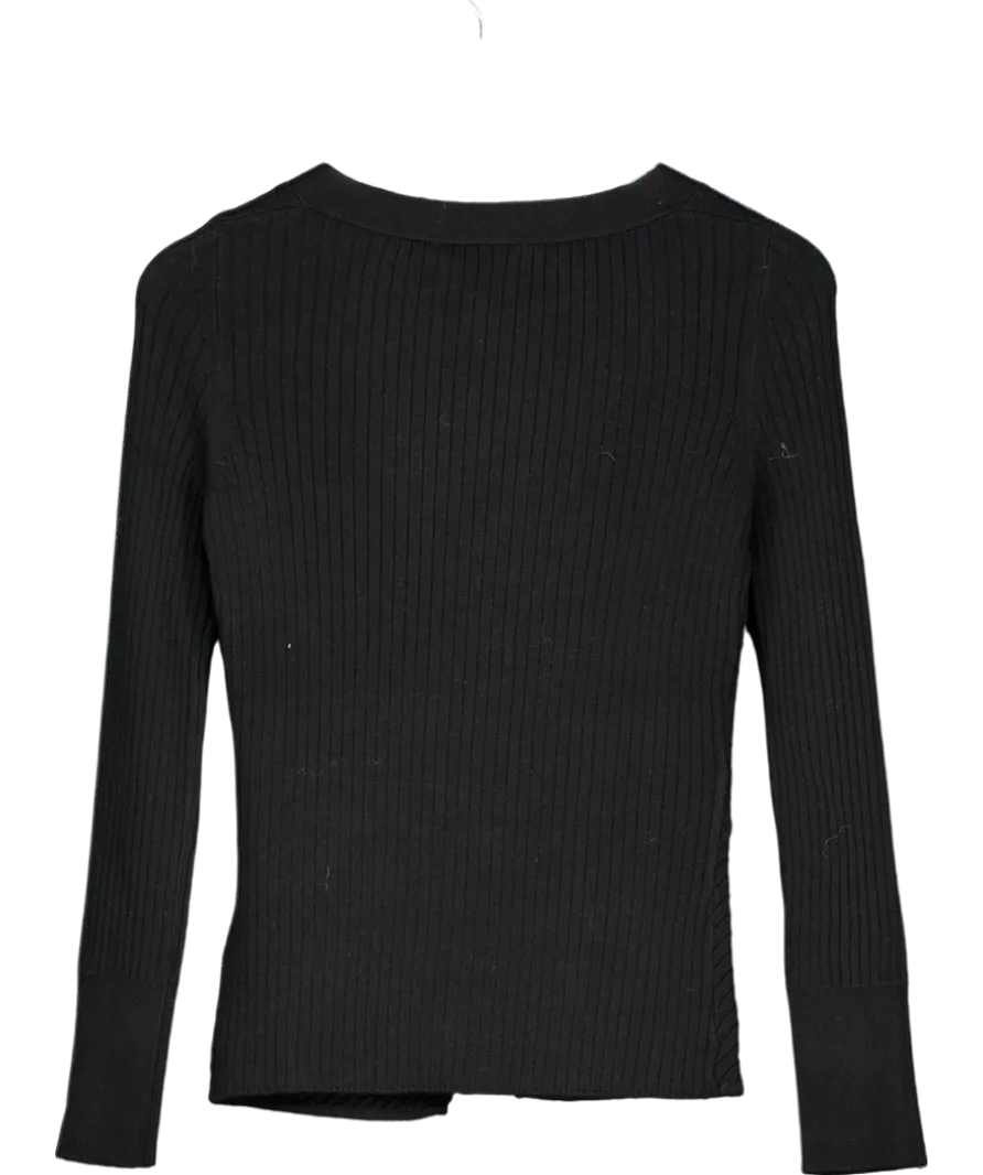 Mint Velvet Black Asymmetric Button Jumper UK S