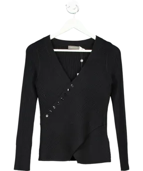 Mint Velvet Black Asymmetric Button Jumper UK S
