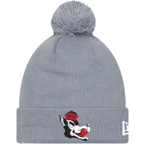 NC State Wolfpack New Era Grey Slobbering Wolf Knitted Cuff Pom Beanie
