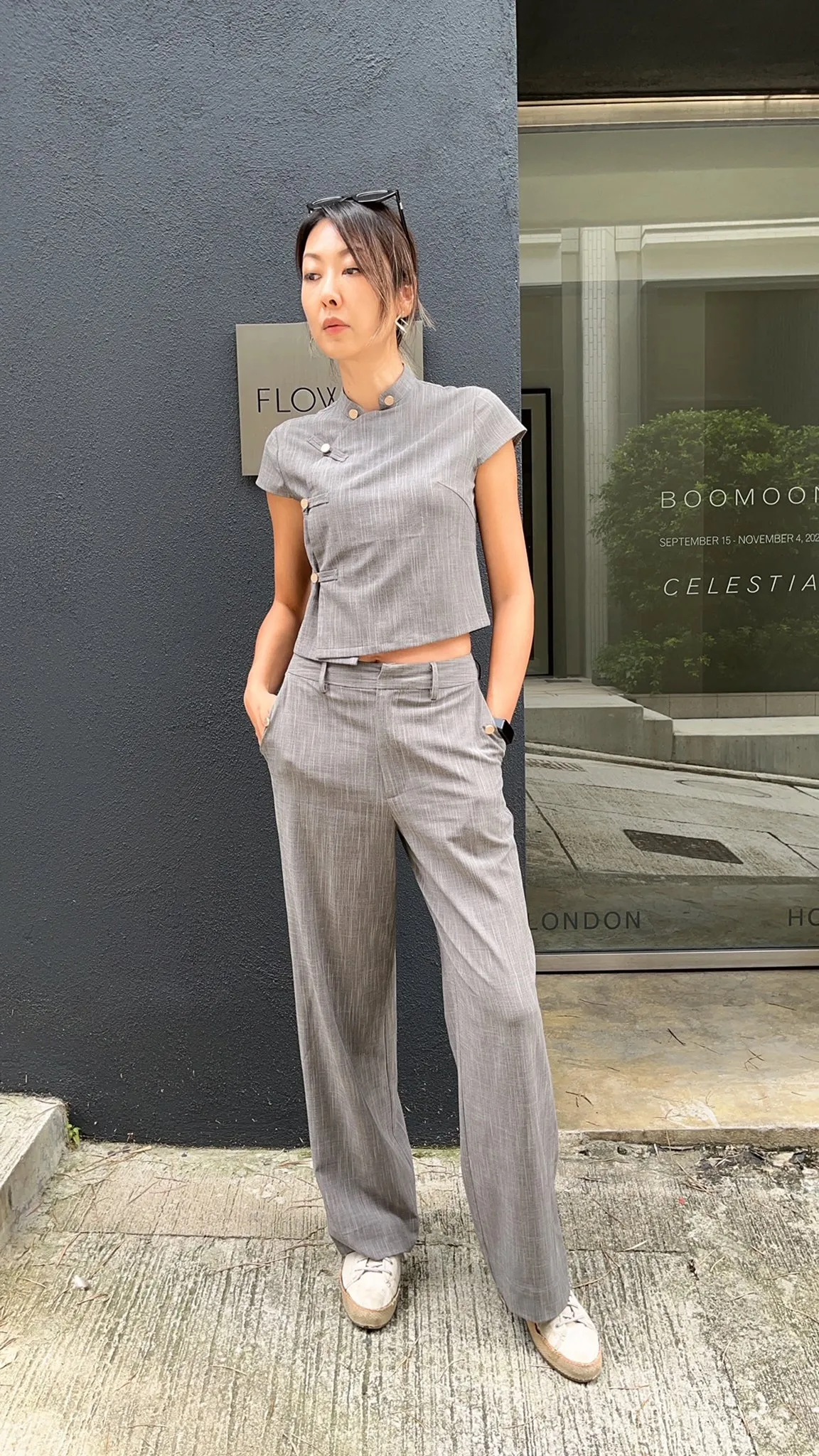 NELLA Cropped Blouse (Grey)