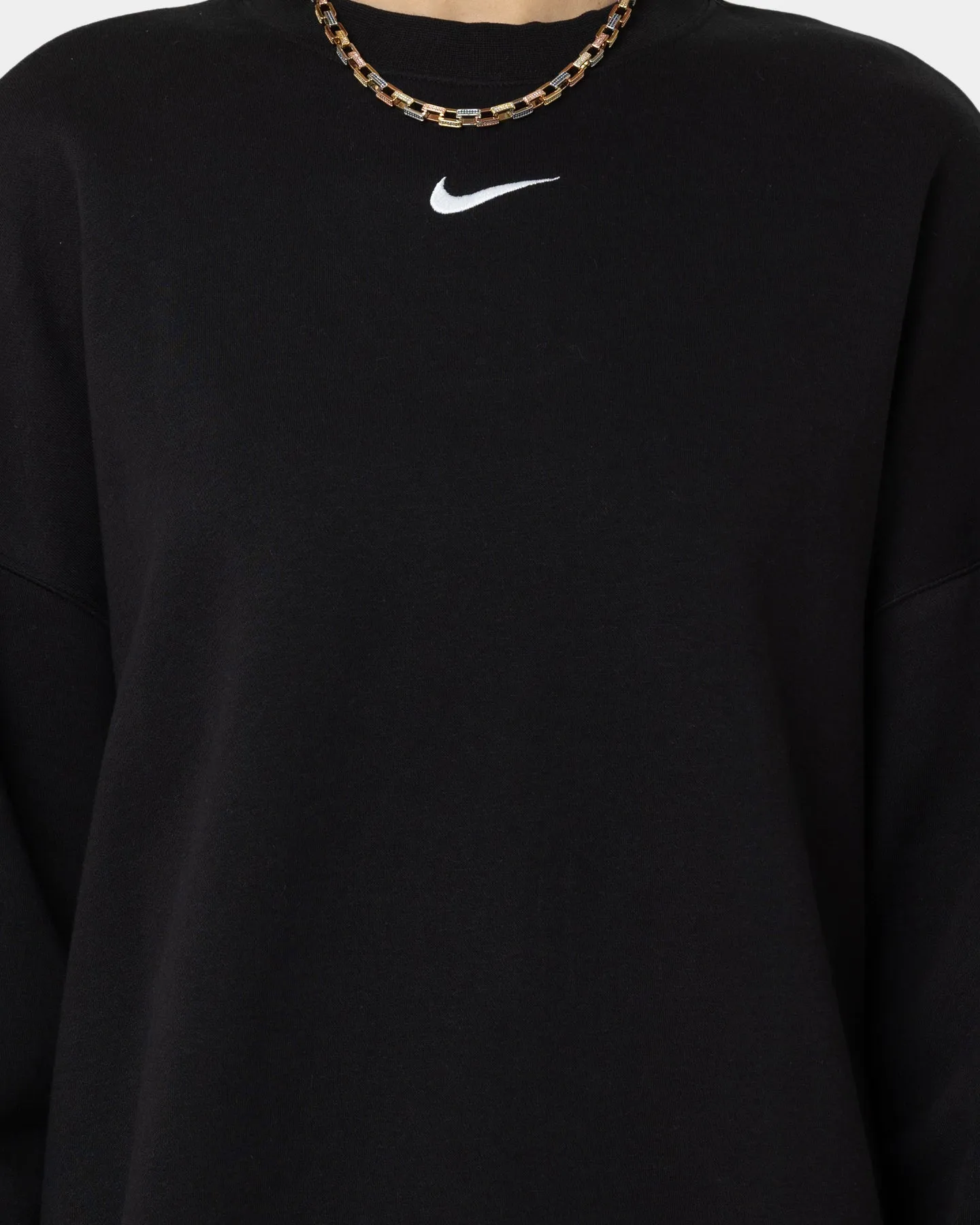 Nike Women's Sportswear Collection Essentials Over-Oversized Fleece Crewneck Black/White
