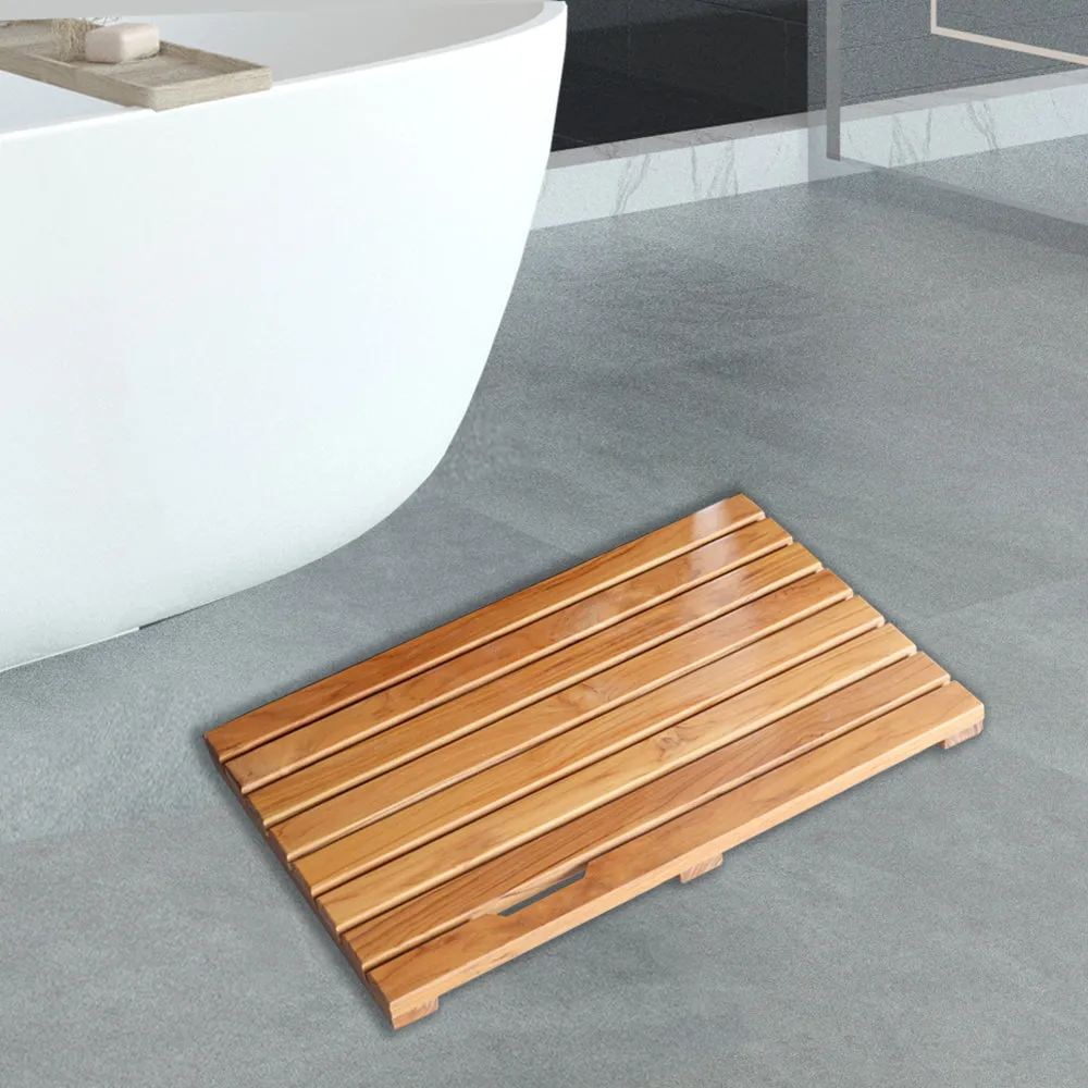 Non Slip Luxury Spa Solid Teak Bath Mat Indoor/Outdoor Shower Mat Large Floor Mat
