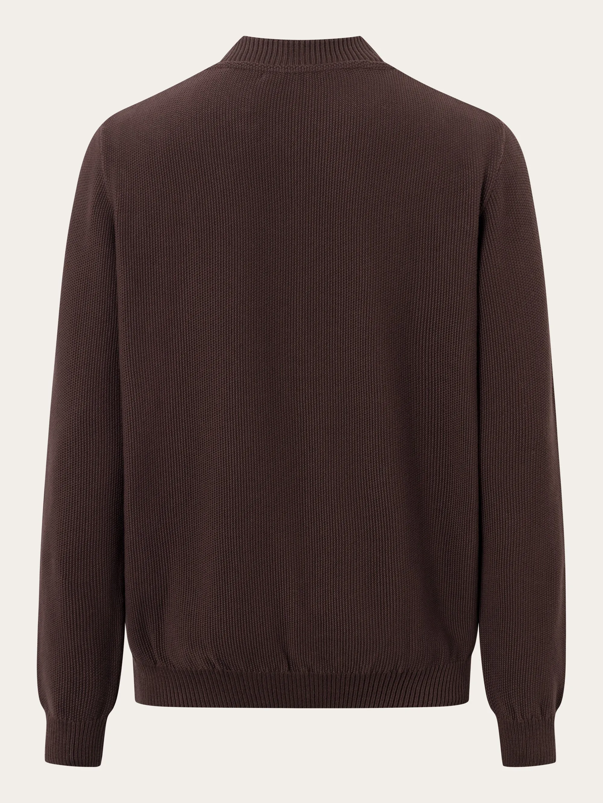 Pique badge knit o-neck - Chocolate Plum