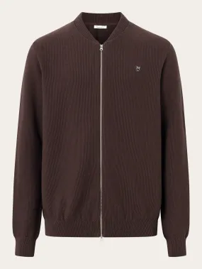 Pique badge knit o-neck - Chocolate Plum