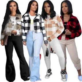 Plaid Print Cropped Jacket F2679