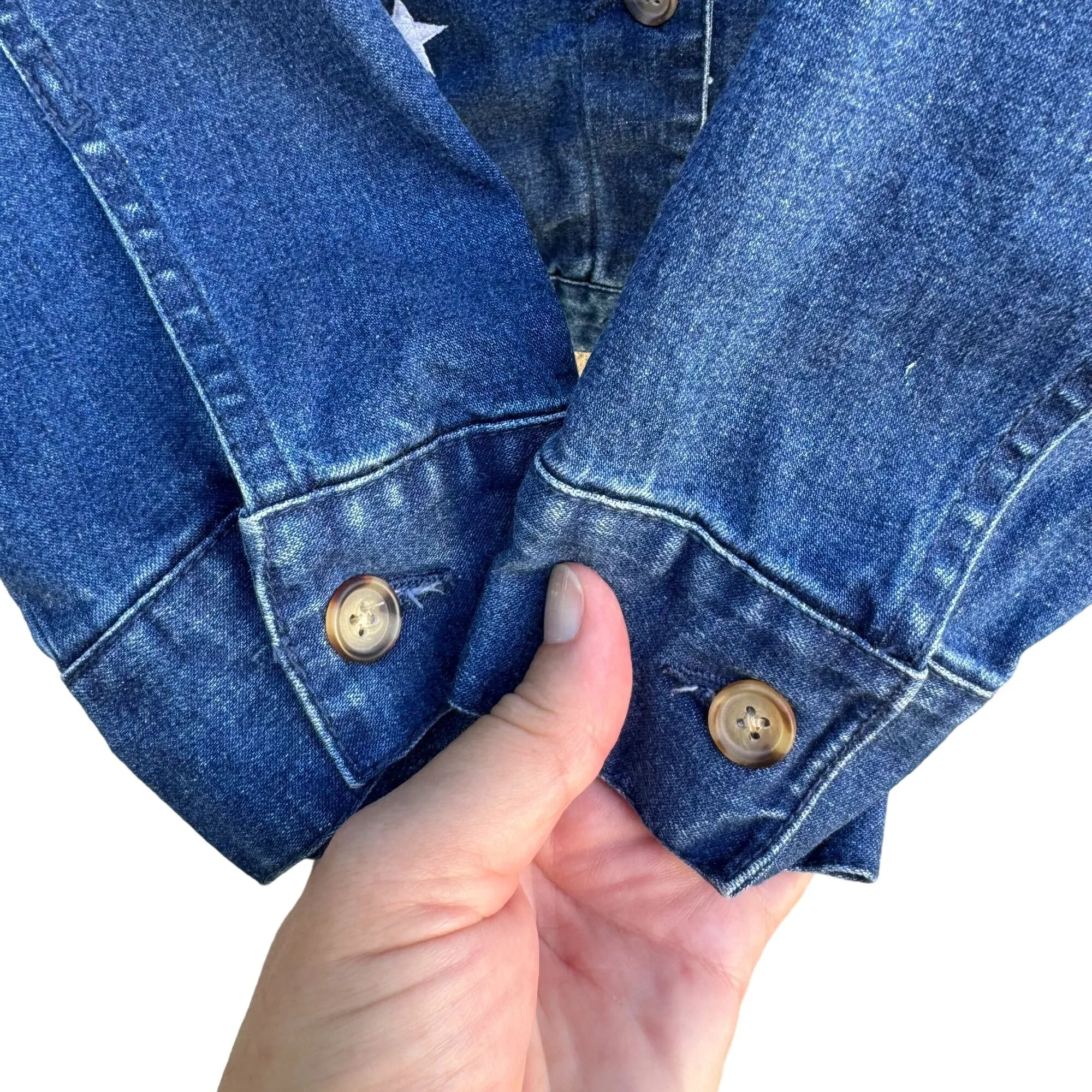 Quacker Factory Vintage Women's Denim Embroidered Stars and Rhinestones Jacket