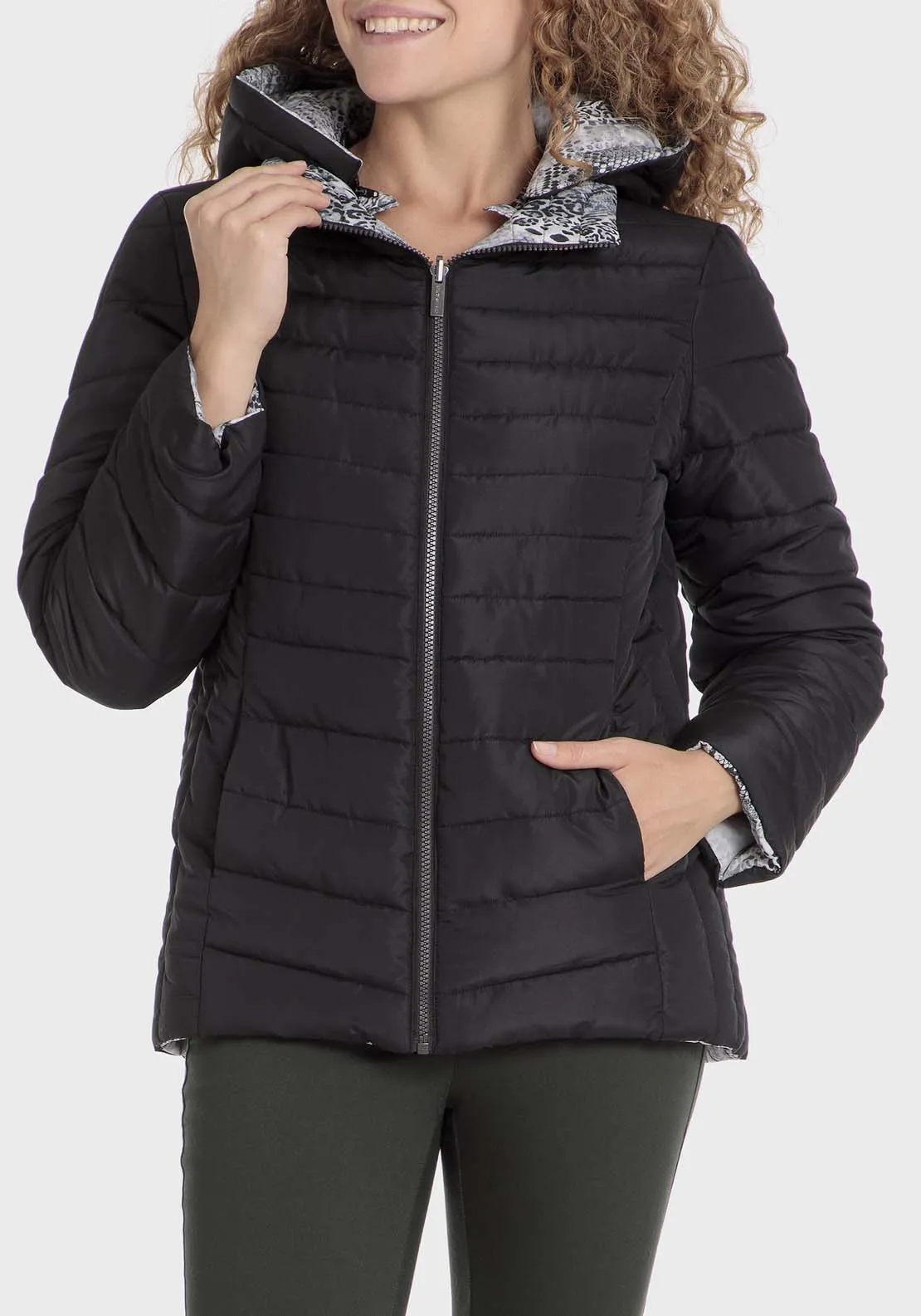 Reversible Printed Parka - Black