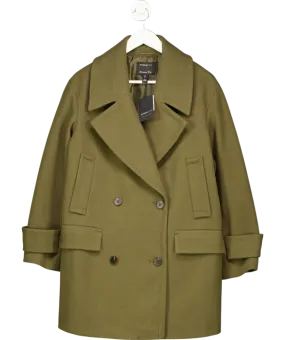 River Island Green Khaki Double Breasted Peacoat UK 6
