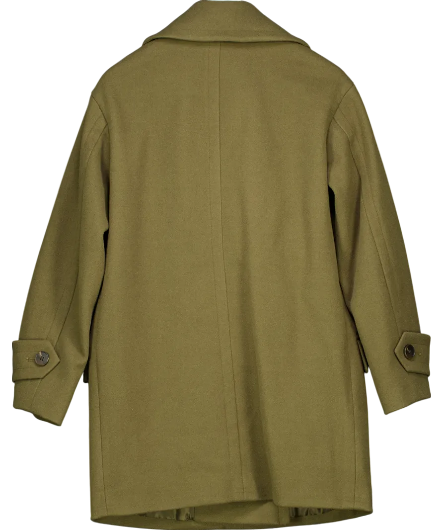 River Island Green Khaki Double Breasted Peacoat UK 6