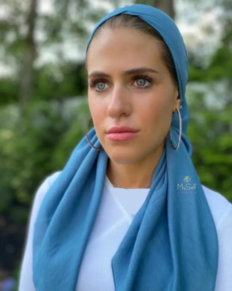 Scarf Bar Sky Blue Premium Solid Square Scarf