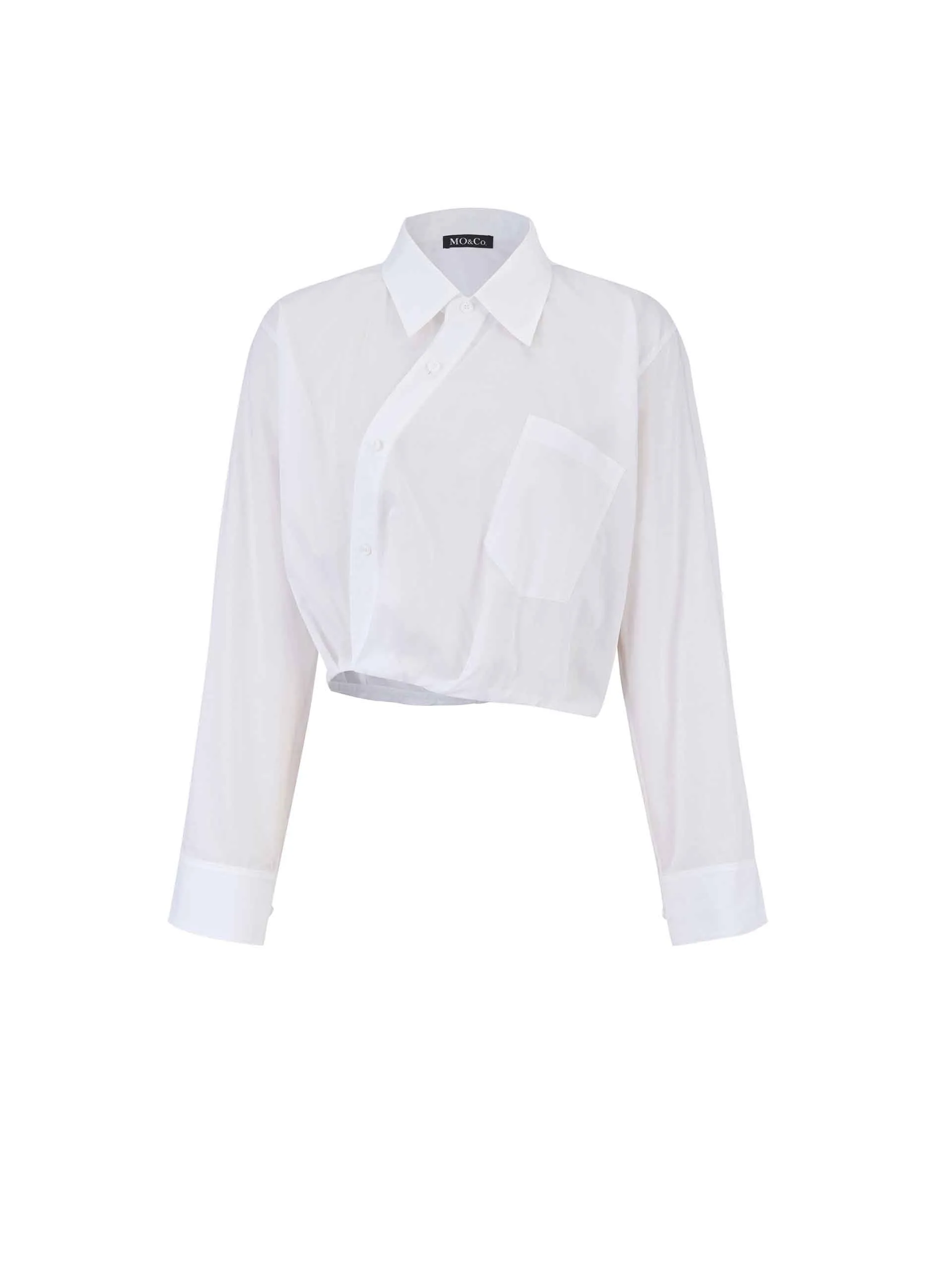 Slanted Placket Cropped Shirt