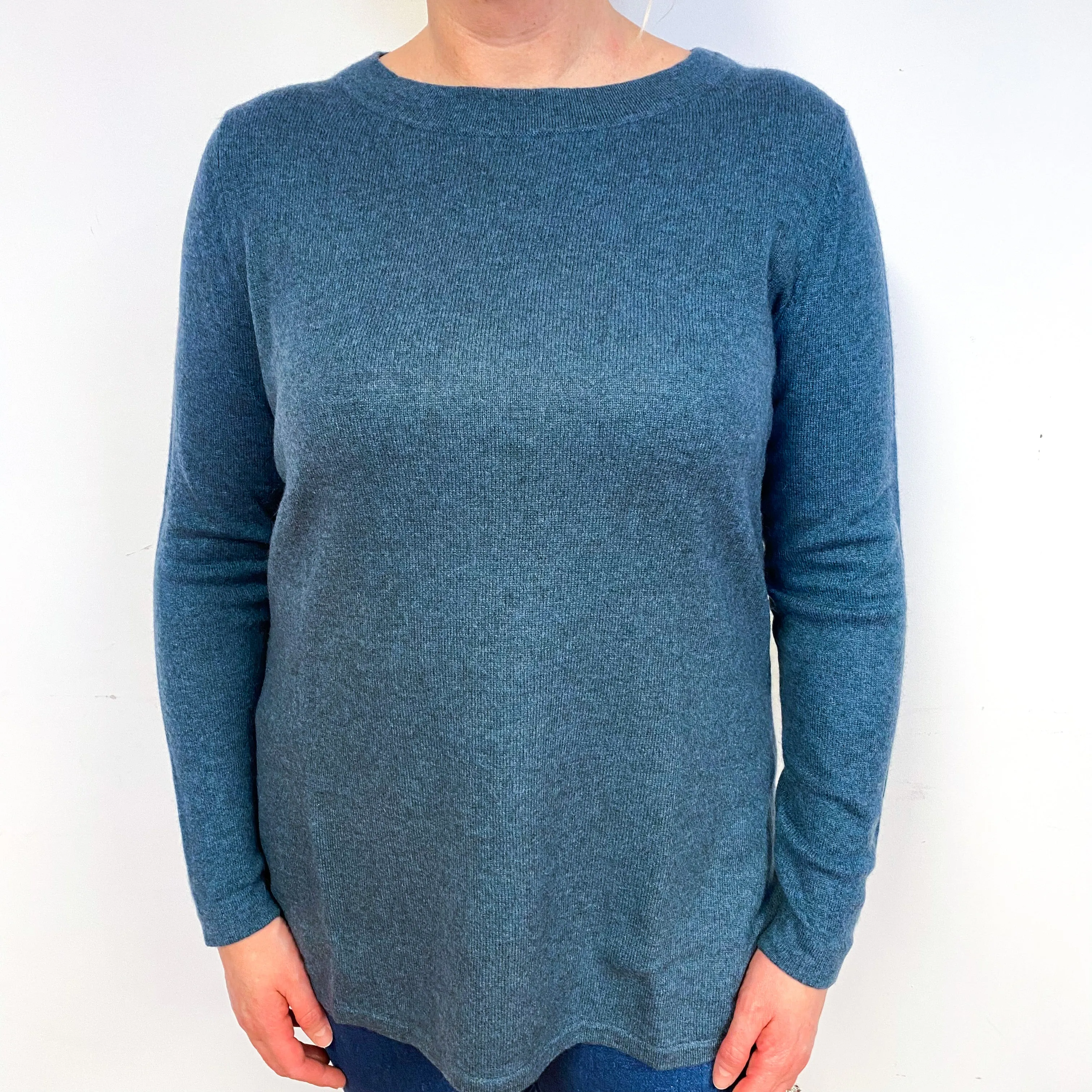 Spruce Green Cashmere Crew Neck Jumper Large