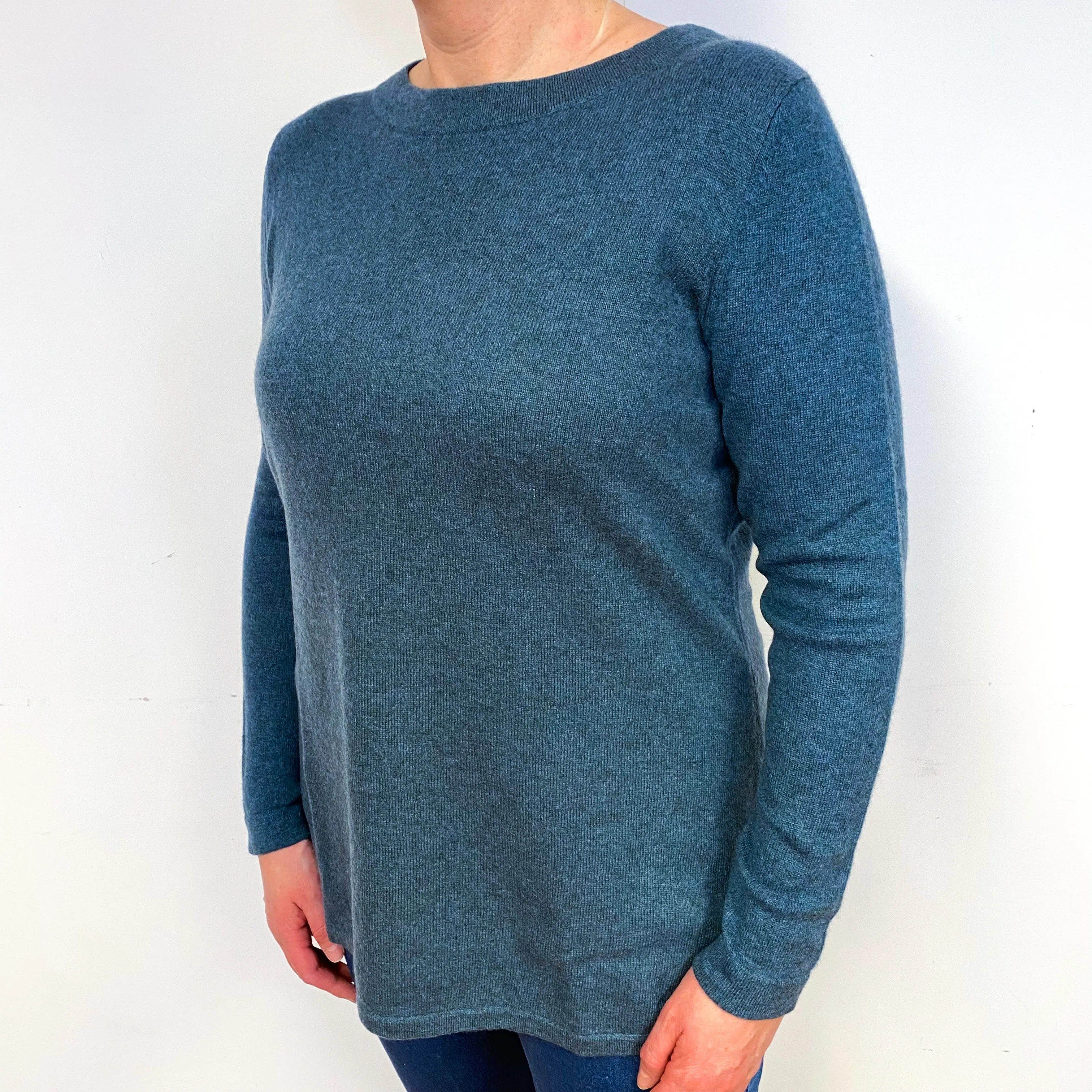 Spruce Green Cashmere Crew Neck Jumper Large