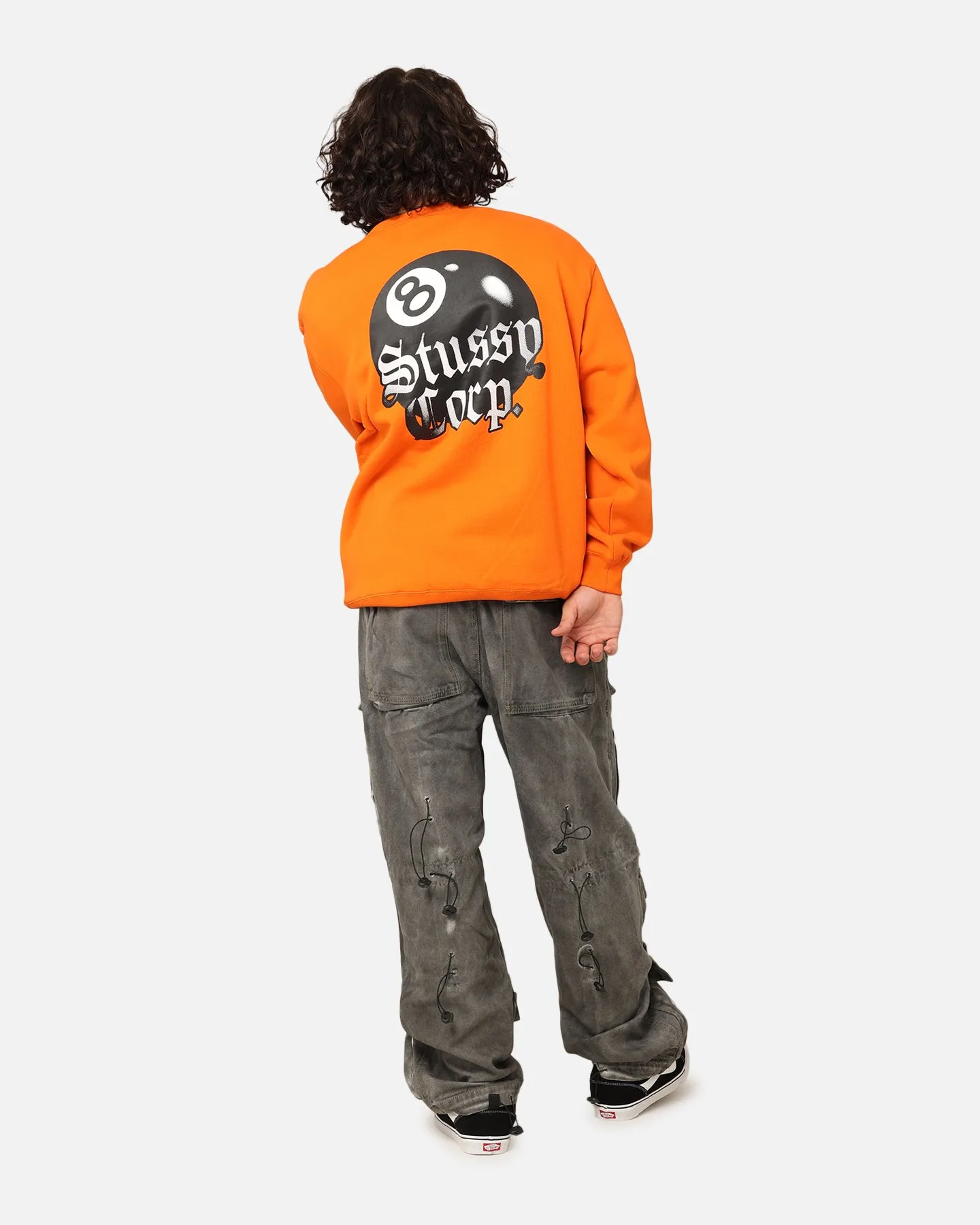 Stüssy 8 Ball Corp Fleece Crewneck Coral