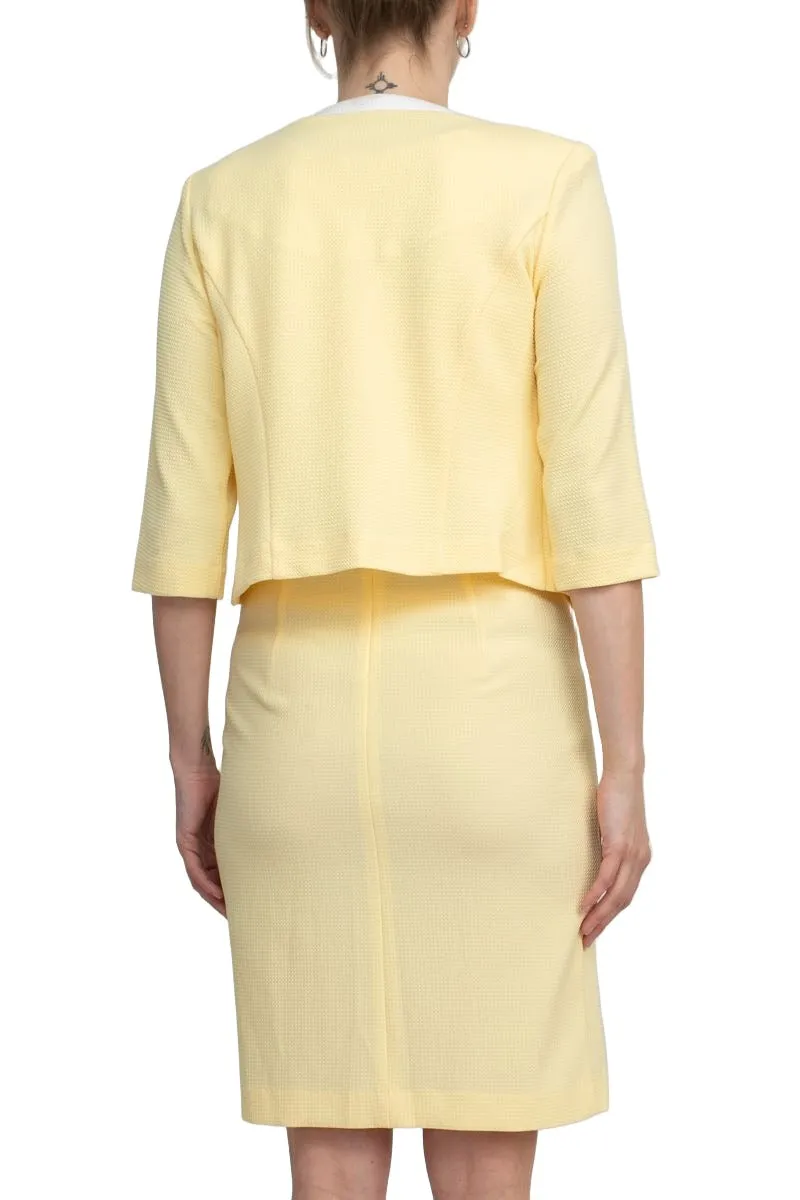 Studio One Scoop Neck Sleeveless Keyhole Banded Waist Sheath Dress with Matching Jacket
