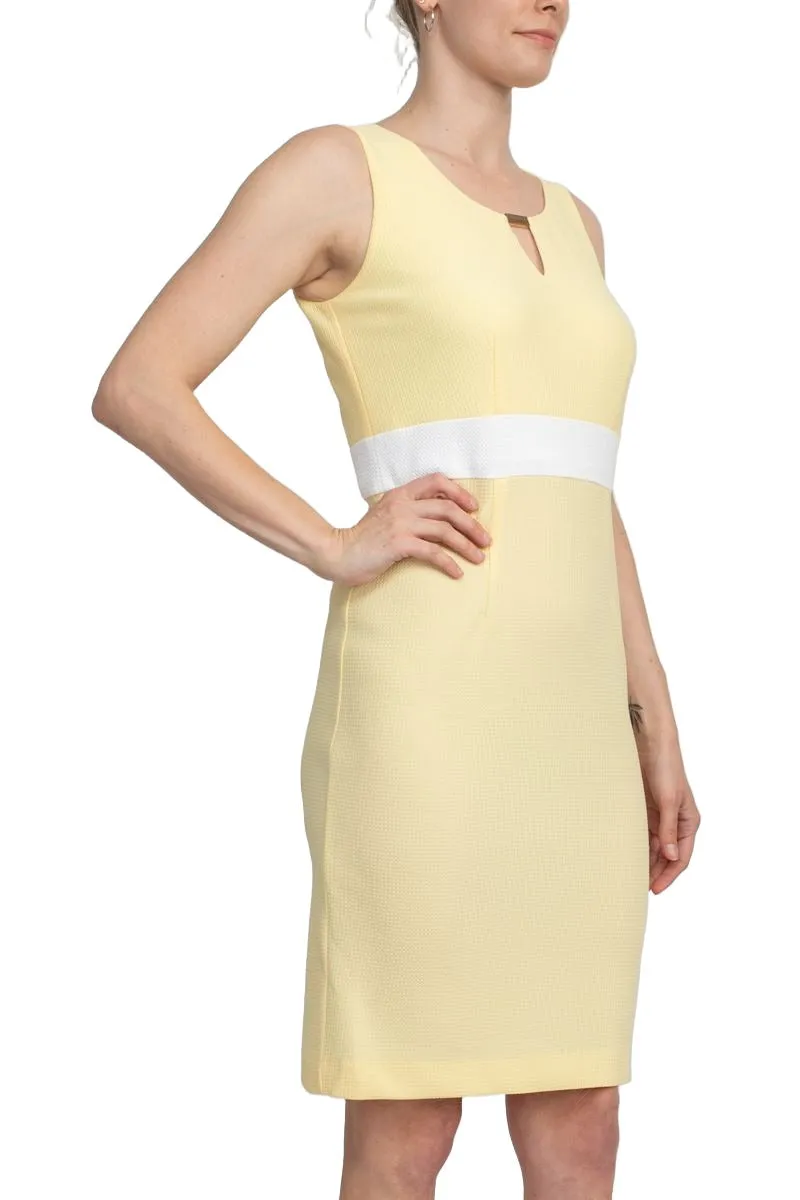 Studio One Scoop Neck Sleeveless Keyhole Banded Waist Sheath Dress with Matching Jacket