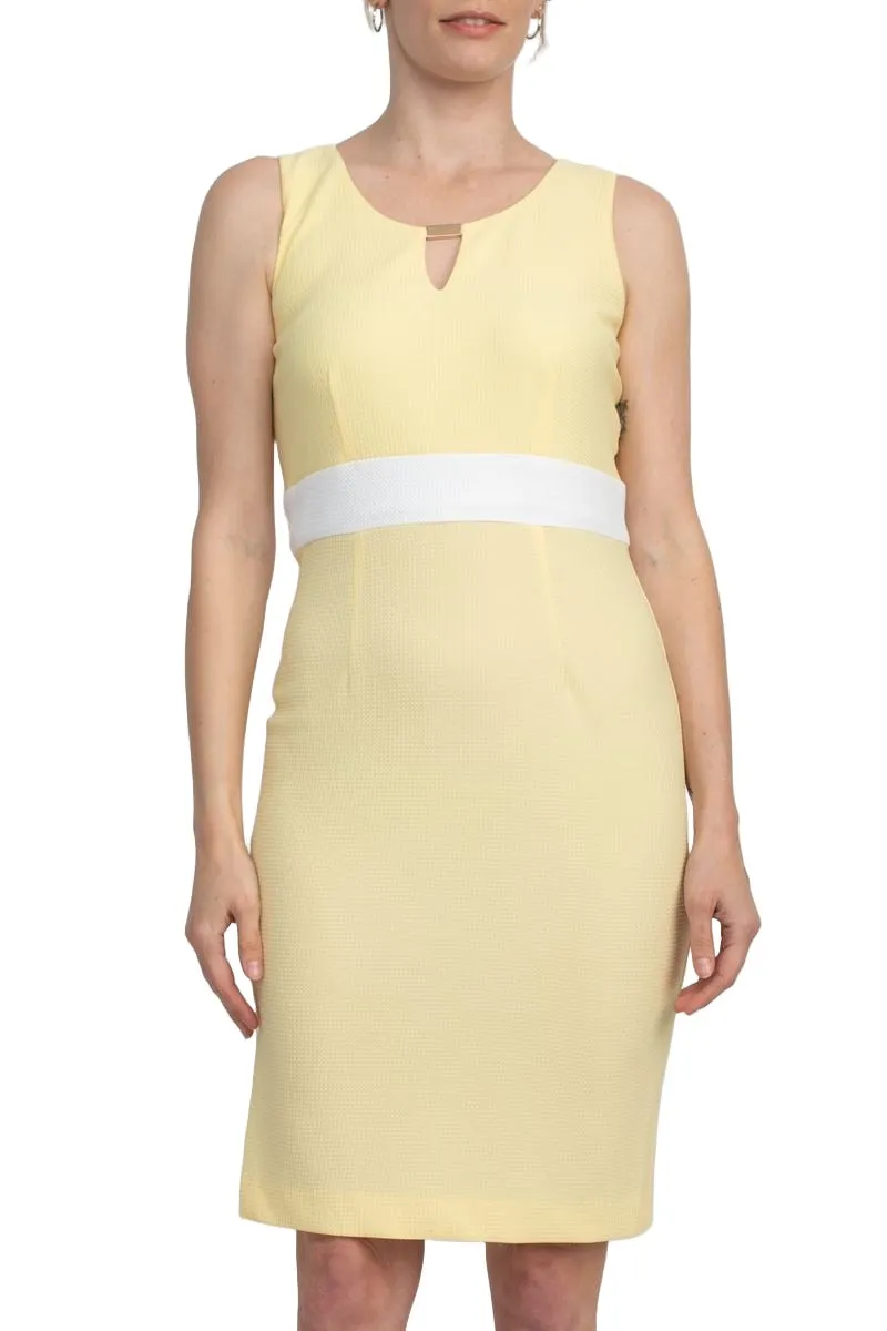 Studio One Scoop Neck Sleeveless Keyhole Banded Waist Sheath Dress with Matching Jacket