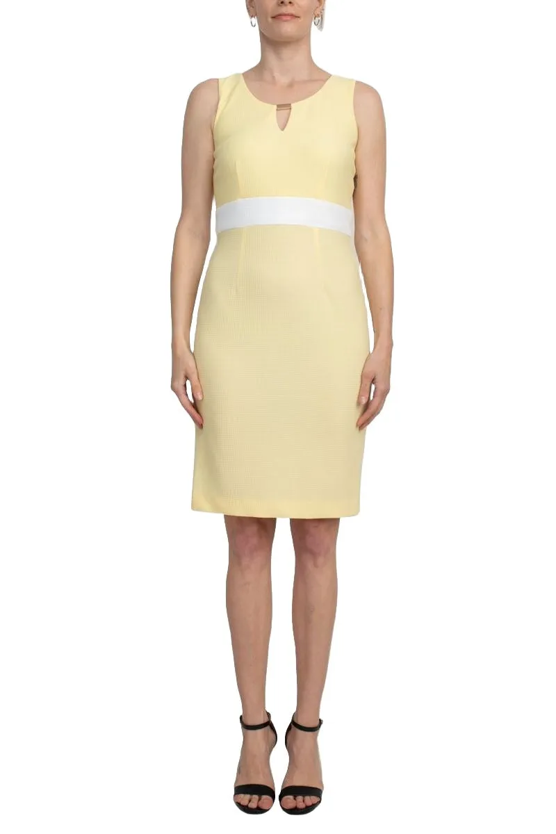 Studio One Scoop Neck Sleeveless Keyhole Banded Waist Sheath Dress with Matching Jacket