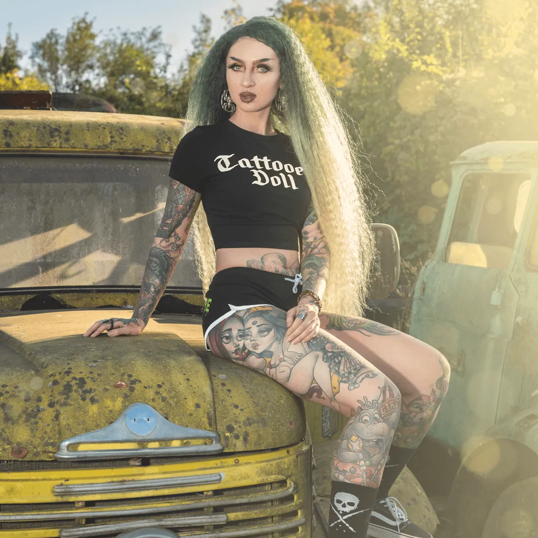 Tattooed Doll Crop Baby Tee