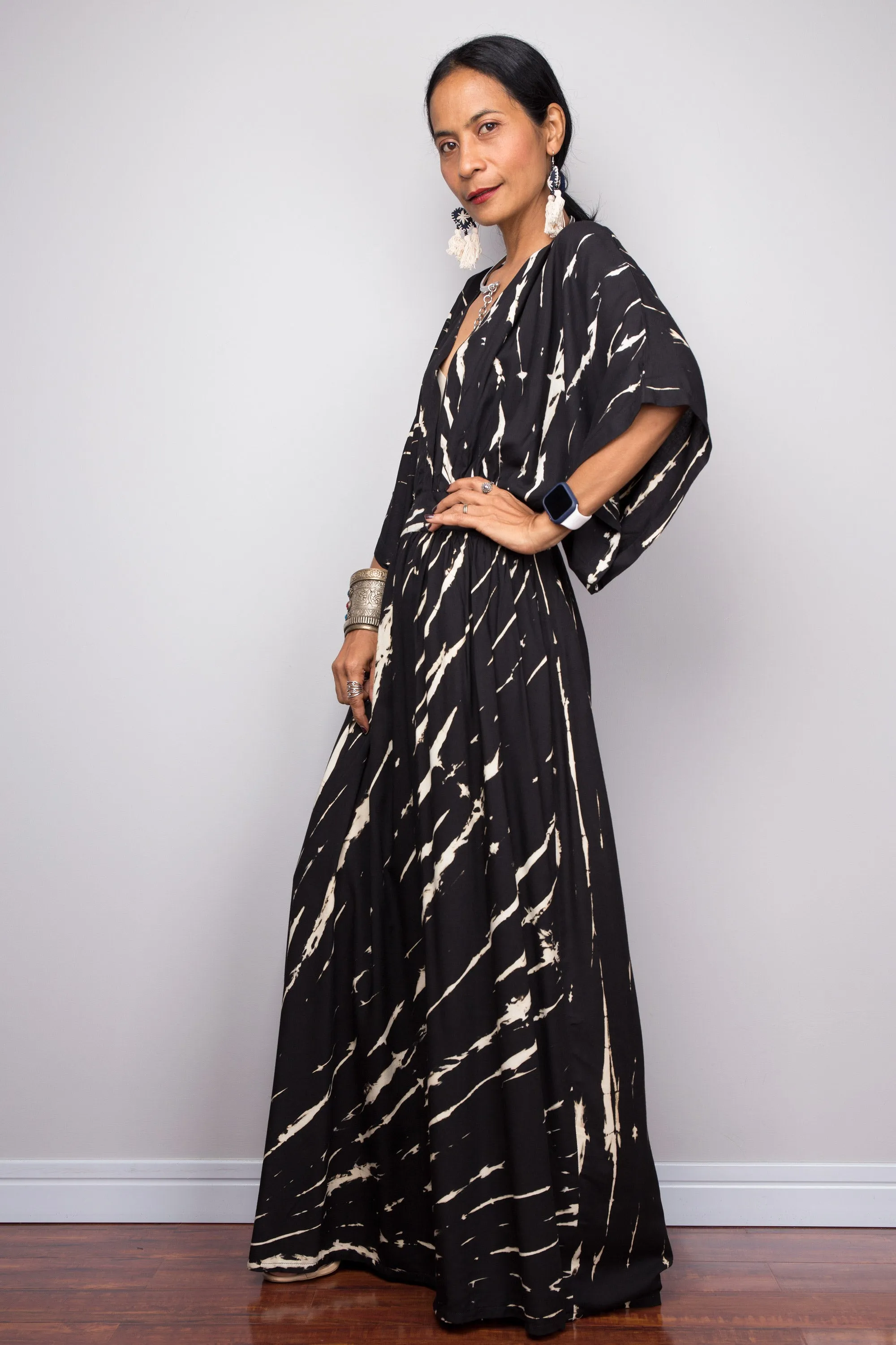 Tie dye kimono kaftan dress