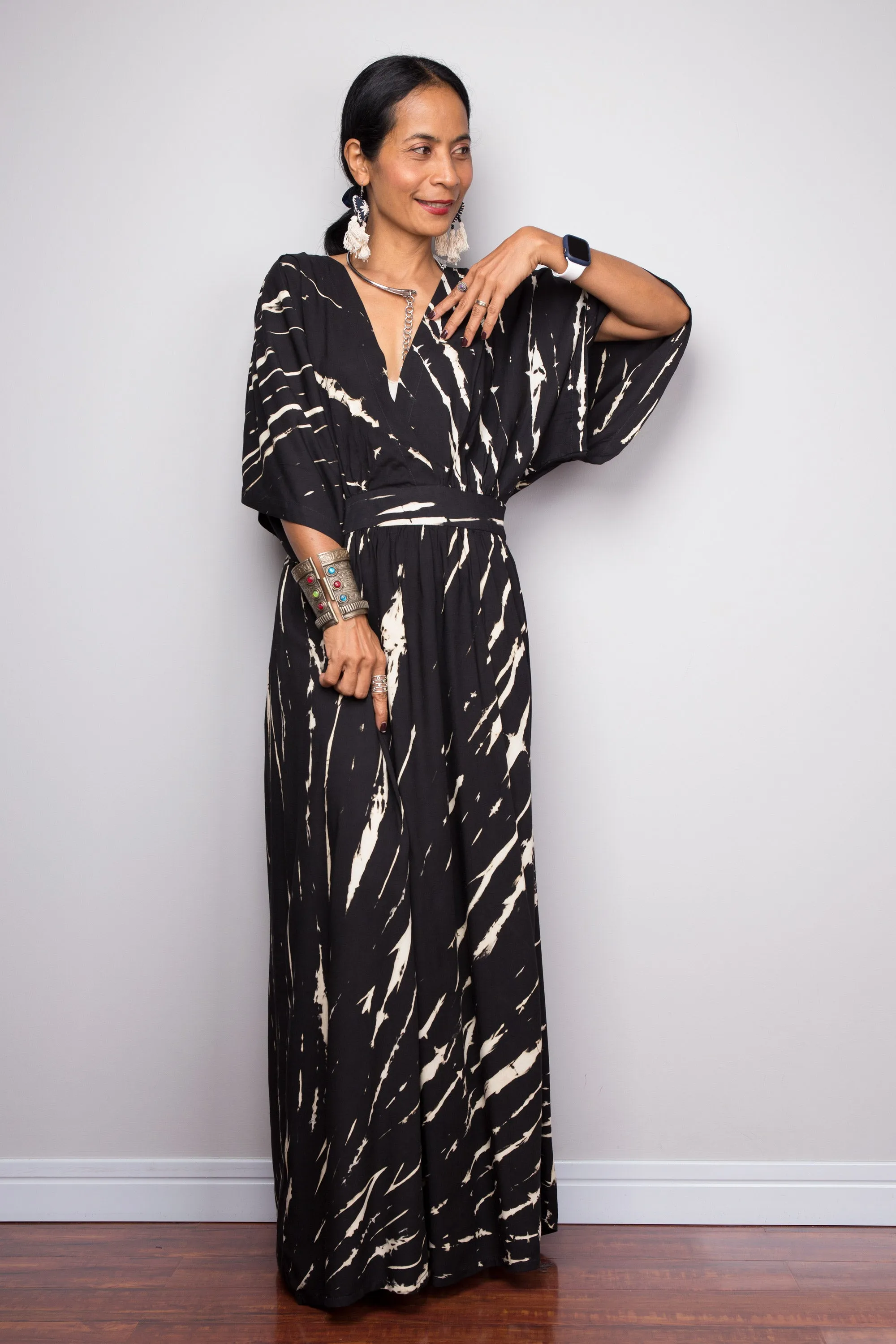 Tie dye kimono kaftan dress
