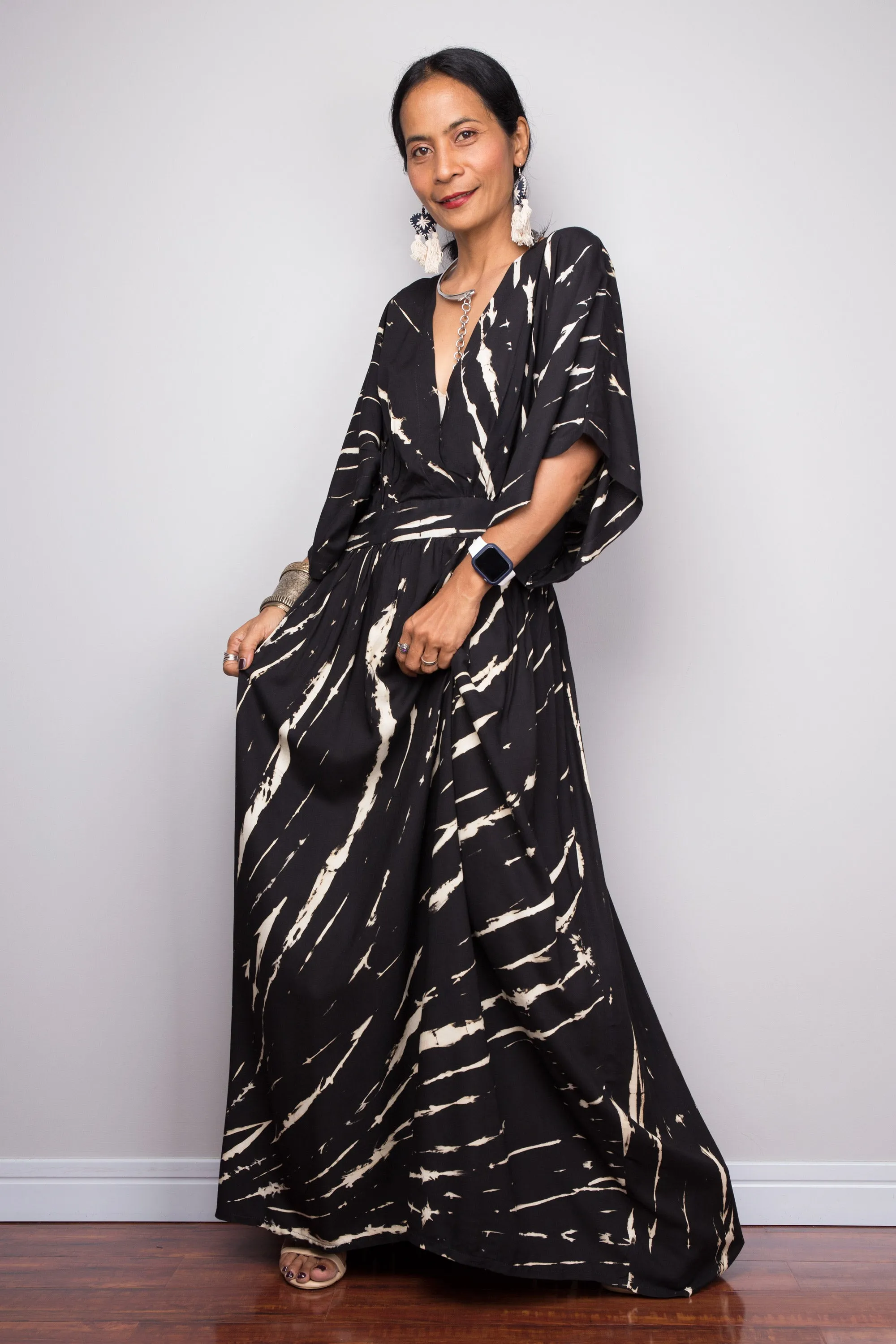 Tie dye kimono kaftan dress