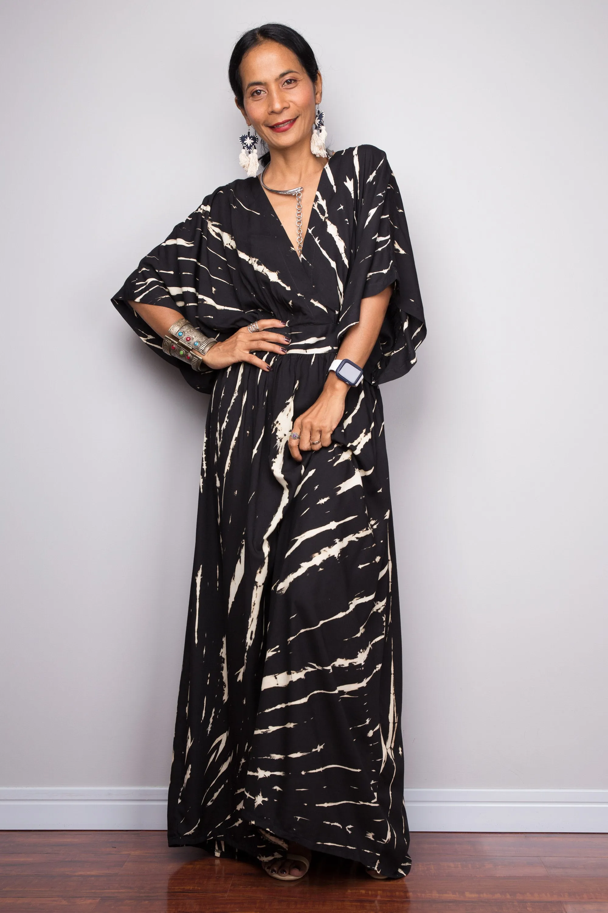 Tie dye kimono kaftan dress