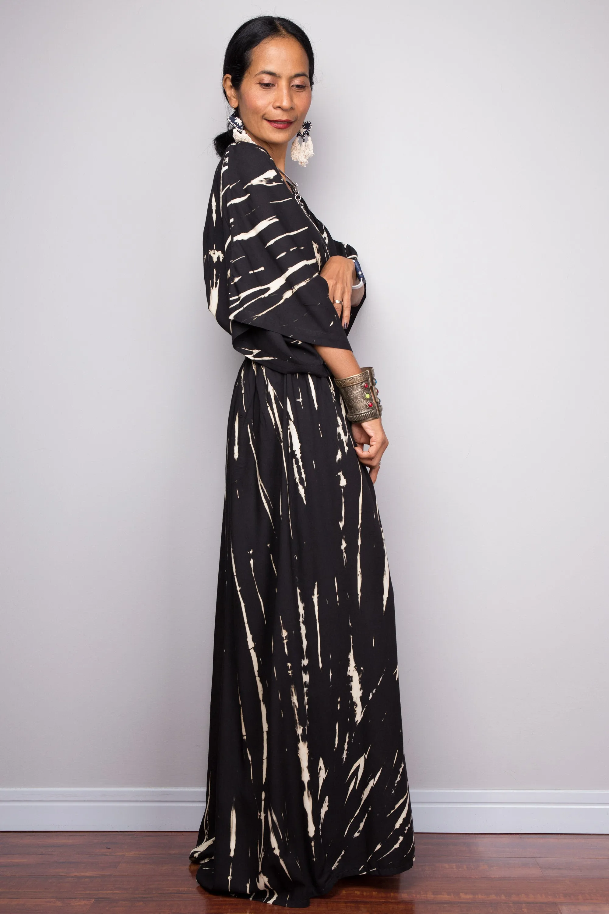 Tie dye kimono kaftan dress
