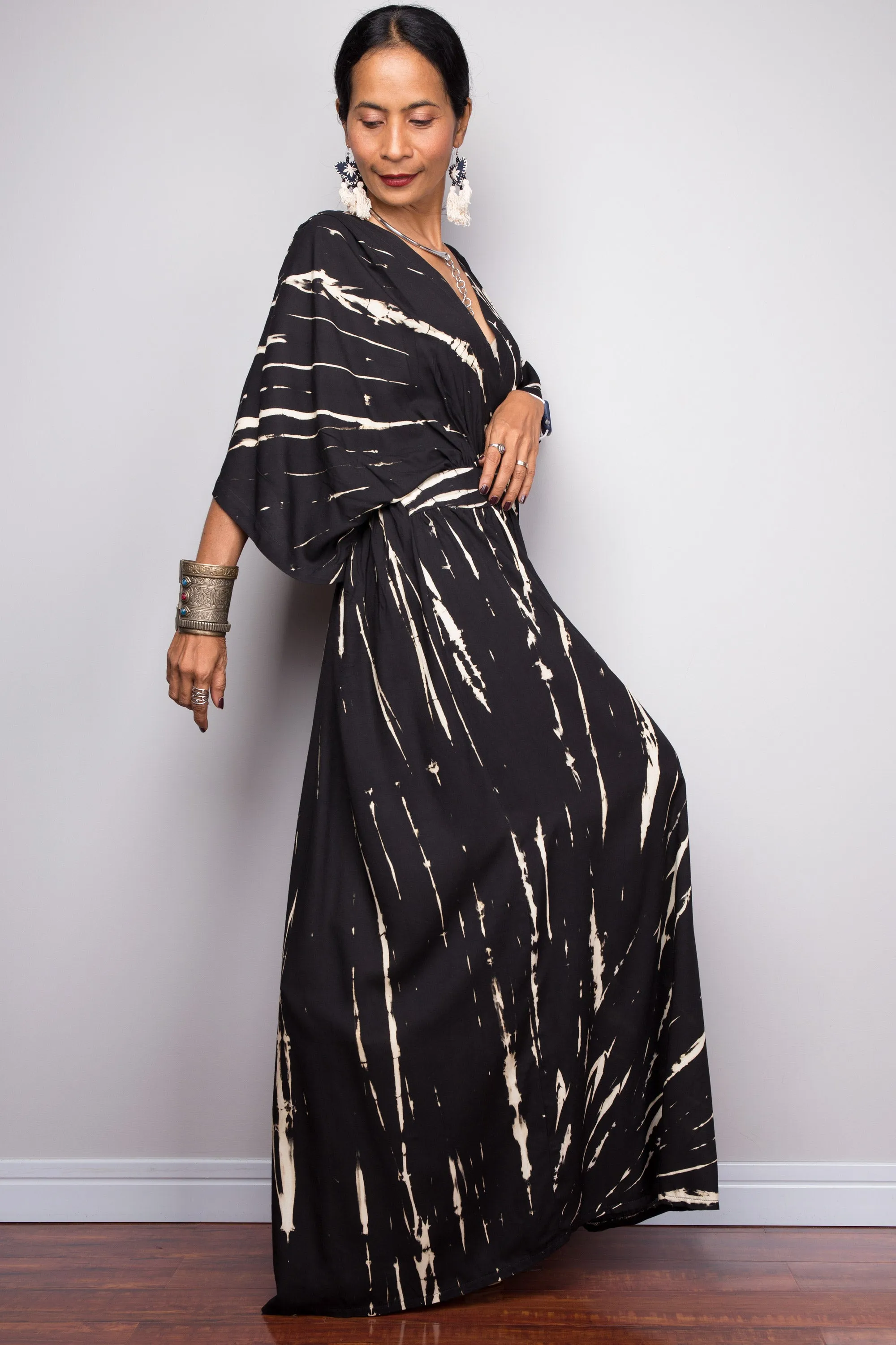 Tie dye kimono kaftan dress
