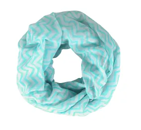 Turquoise Chevron Zig Zag Pattern Chic Lightweight Sheer Infinity Loop Scarf