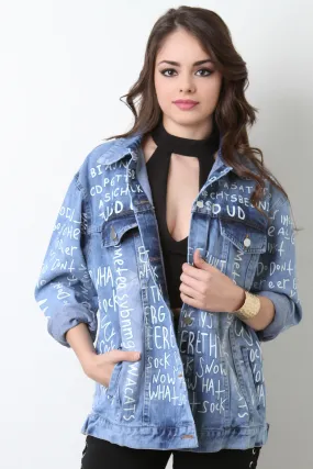 Unique Random Letter Denim Jacket