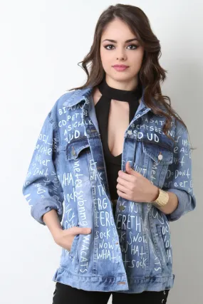 Unique Random Letter Denim Jacket