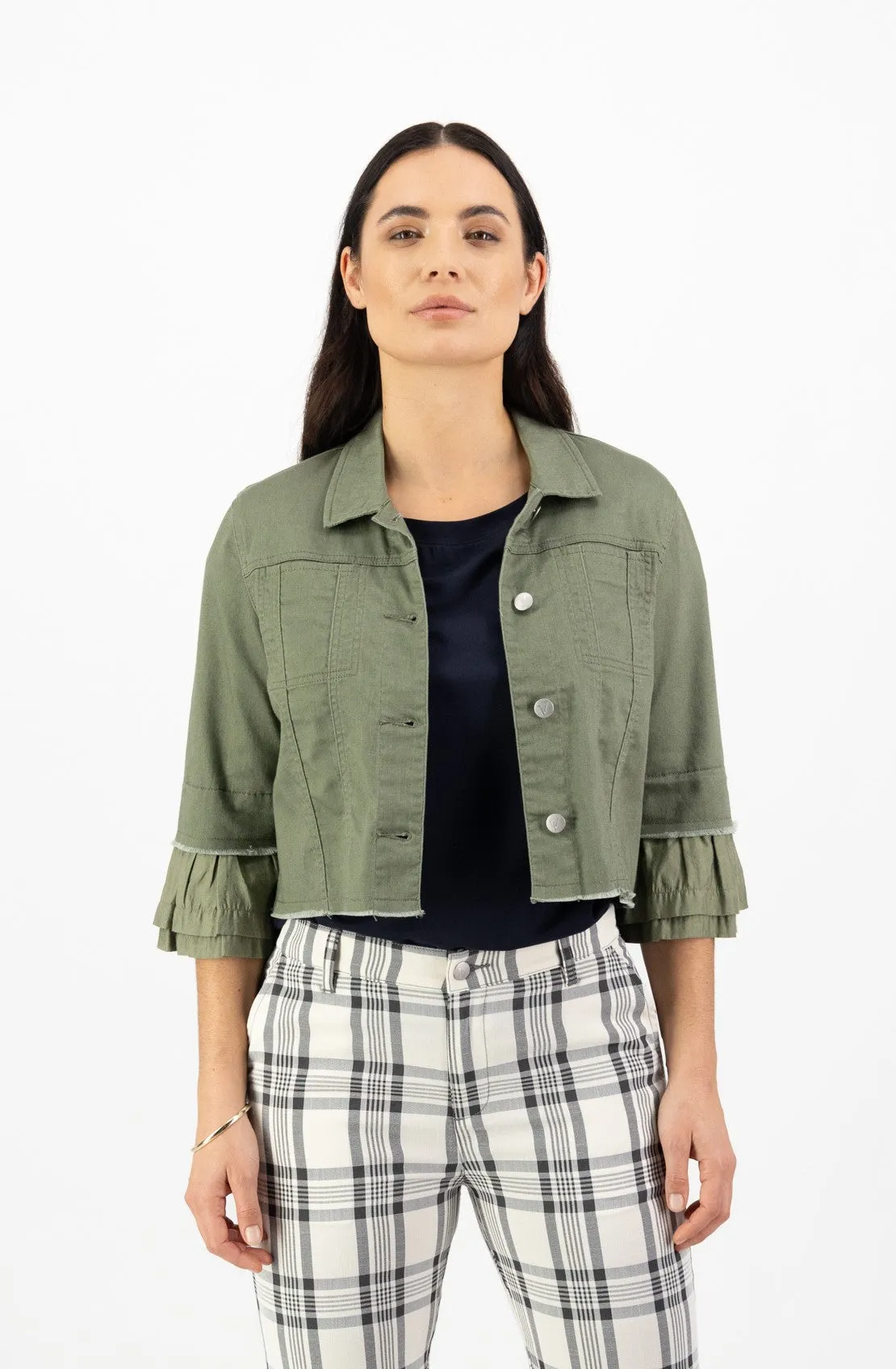 VASSALLI Jacket Cropped With frill Sleeve