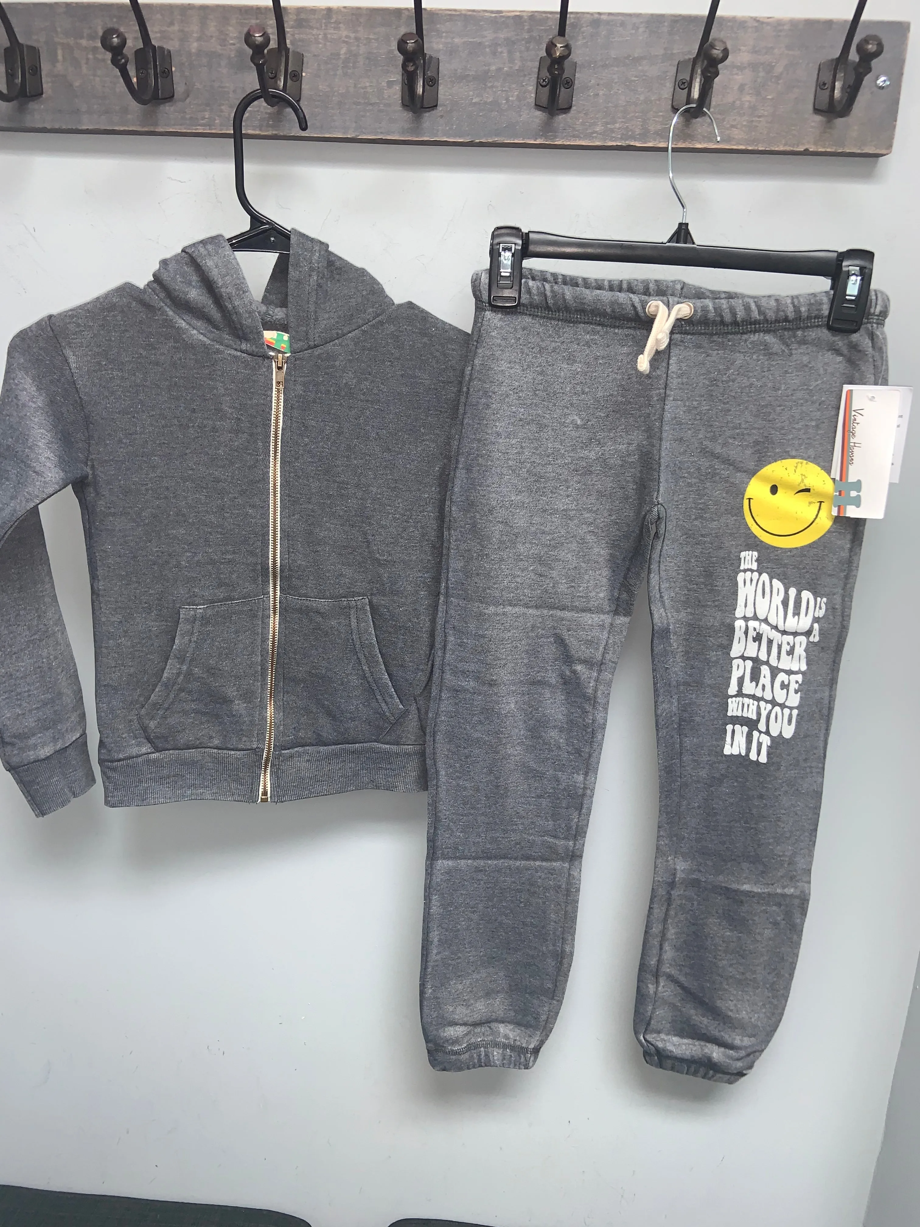 Vintage Havana The World Is A Better Place Zip Hoodie - Steel Grey