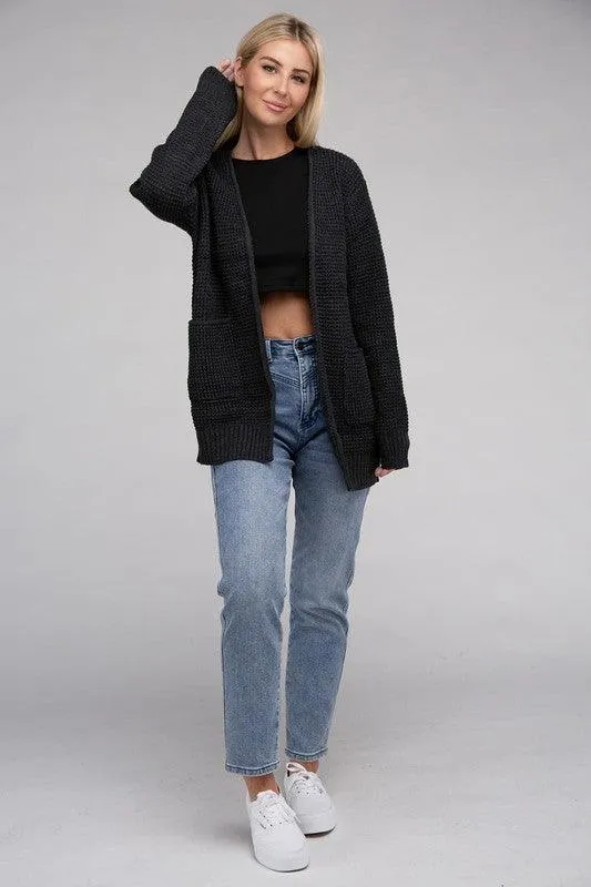 Waffle Cardigan Sweater