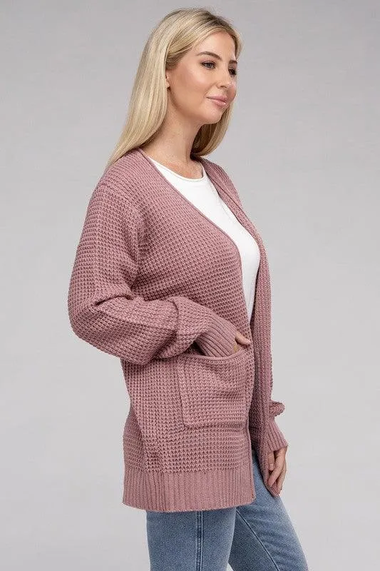 Waffle Cardigan Sweater