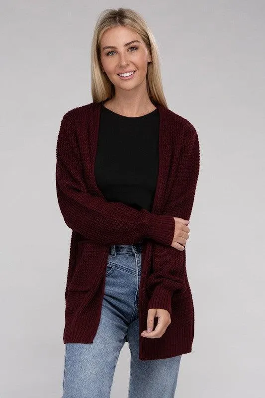 Waffle Cardigan Sweater