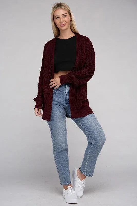 Waffle Cardigan Sweater
