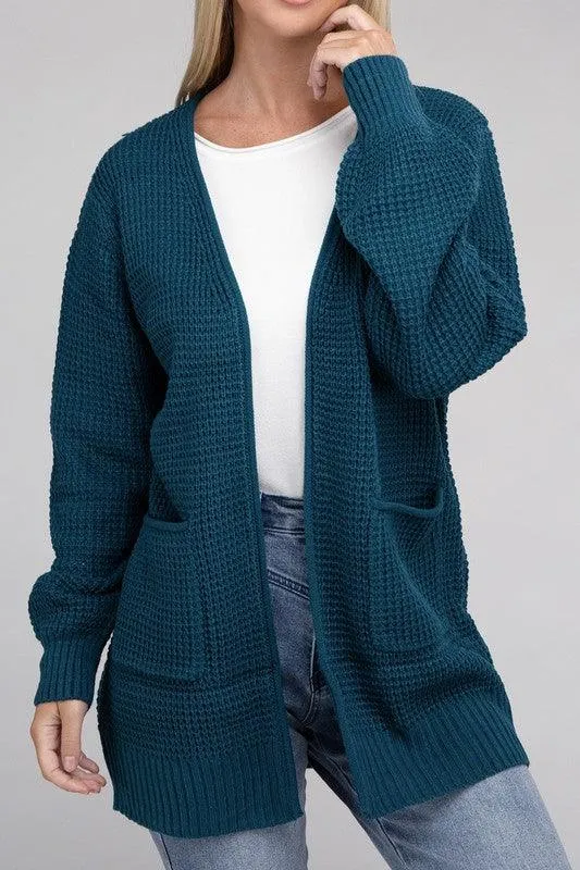 Waffle Cardigan Sweater