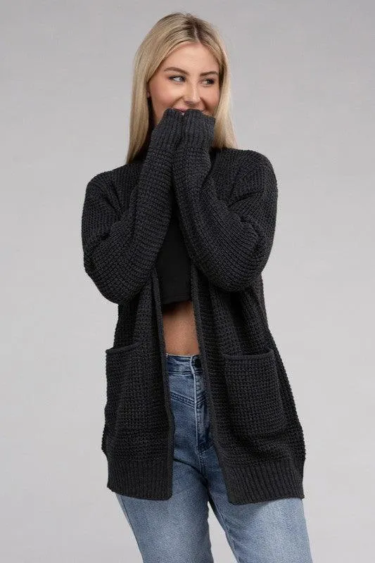 Waffle Cardigan Sweater