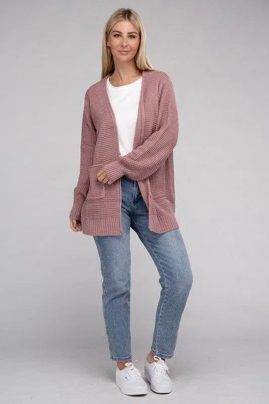 Waffle Cardigan Sweater
