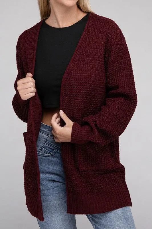 Waffle Cardigan Sweater