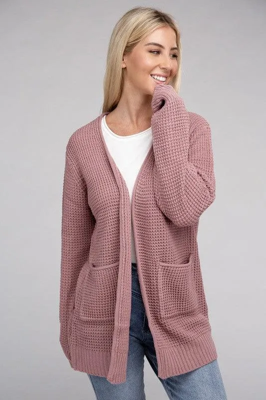 Waffle Cardigan Sweater