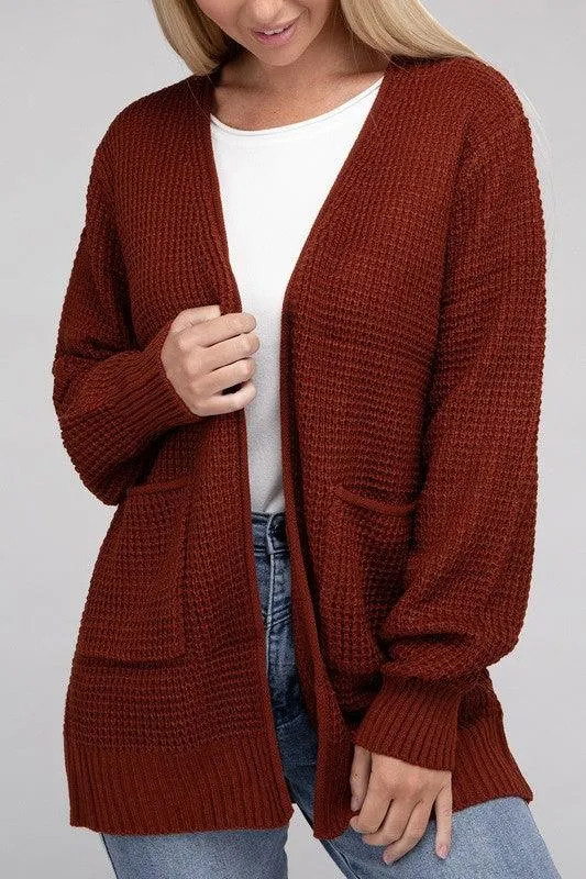 Waffle Cardigan Sweater