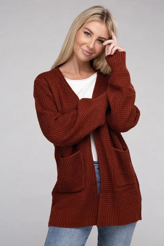 Waffle Cardigan Sweater