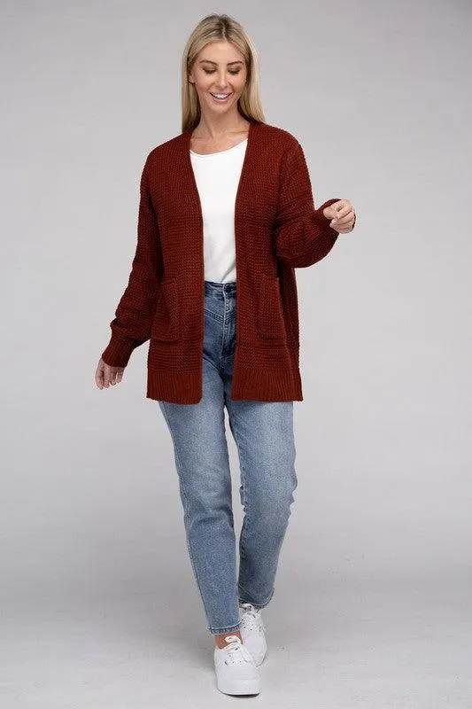 Waffle Cardigan Sweater