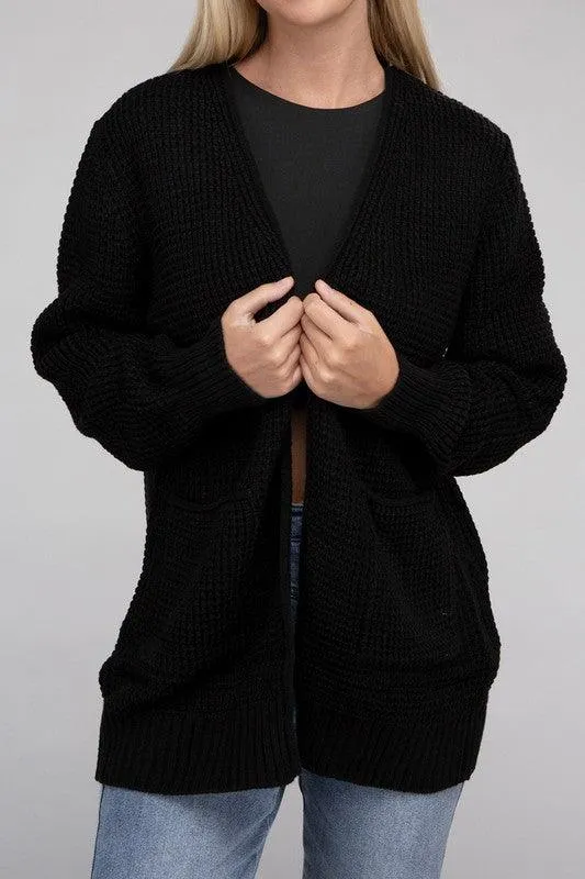 Waffle Cardigan Sweater